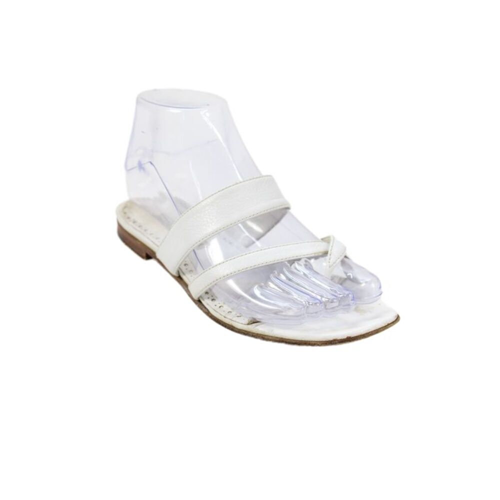 Manolo Blahnik Womens Leather Strappy Thong Sandals White Size 35.5 5.5